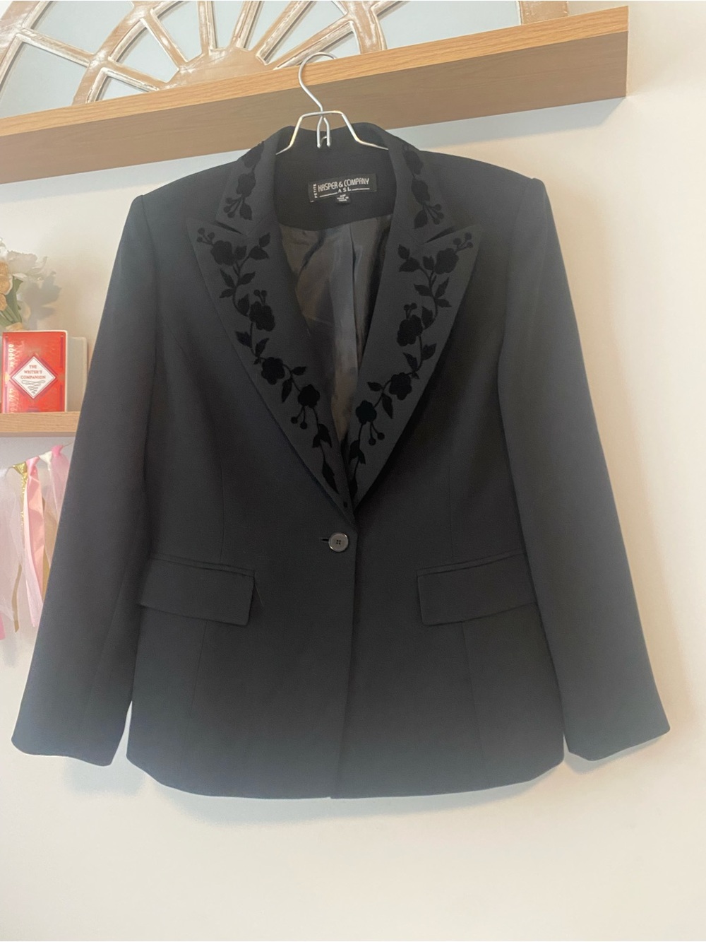 Petite Kasper & Company ASL Black Tuxedo Jacket w/ Embelllished Lapels Size 10P